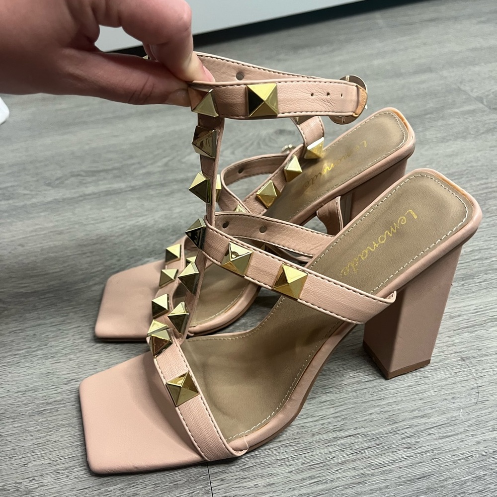 Studded nude heel